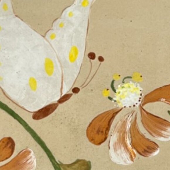 Vtg 1985 PIE PLATE Stoneware Signed Handpainted Ruffled Fluted Oven Safe Floral - Picture 3 of 14